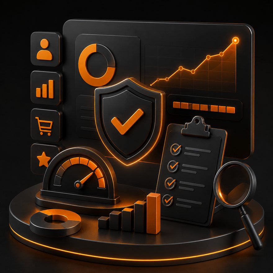 Account health — compliance shield, audit checklist and performance dashboards